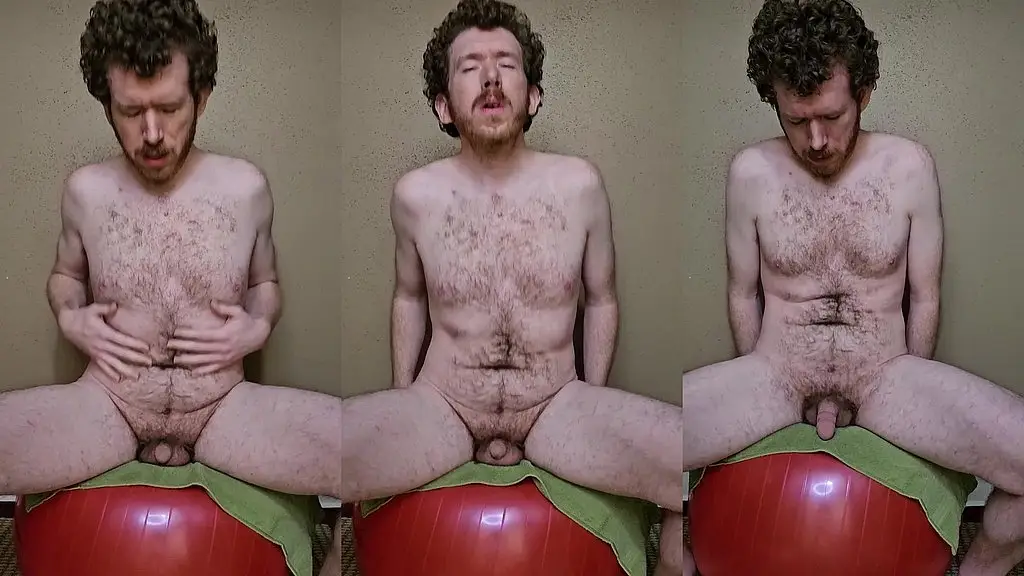bouncing on my ball naked flopping my cock around