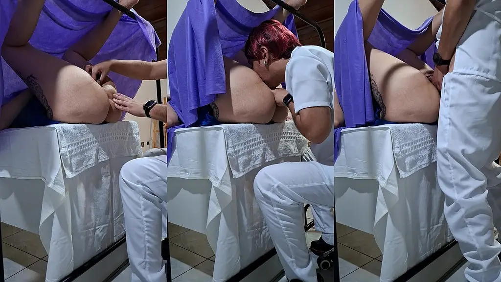 the gynecological exam ends with the patient s orgasm and the doctor s cumshot.