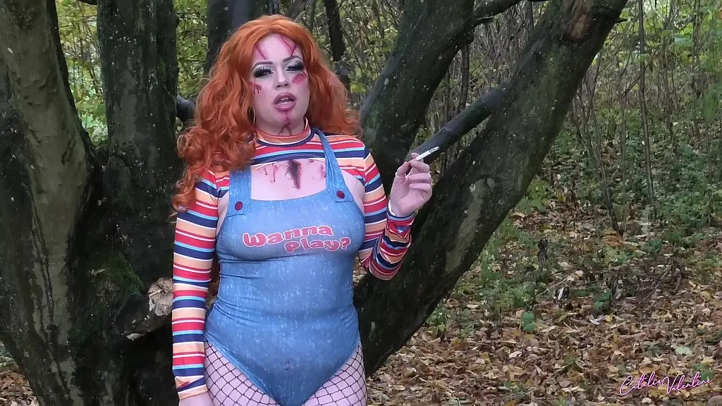 smoking dressed as chucky