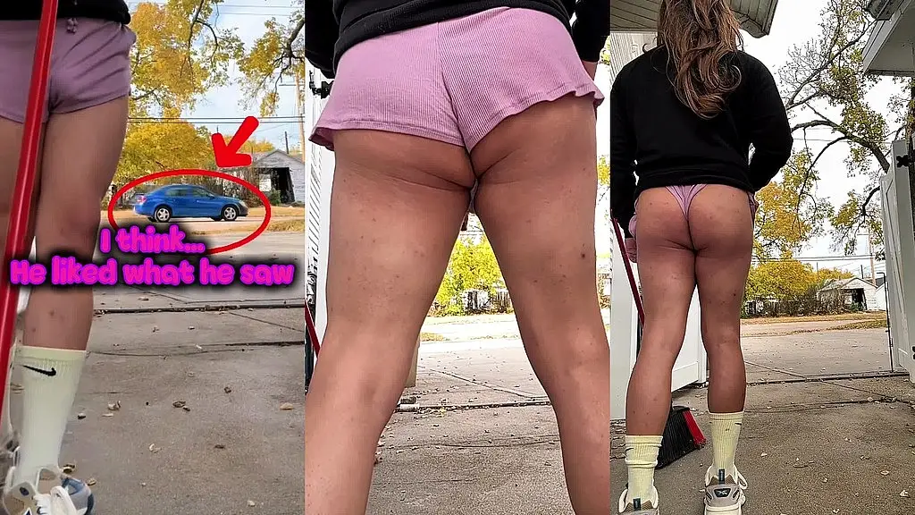 fannyfemmboi playing naughty outdoors her home, sissy femboy loves to be watched