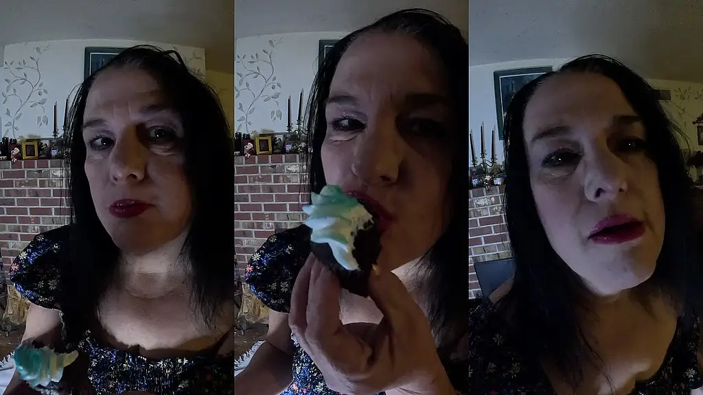 eating a cupcake