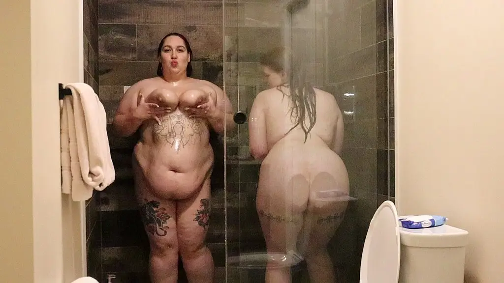 two big tit bbw babes having fun in the shower authentic playful unedited footage