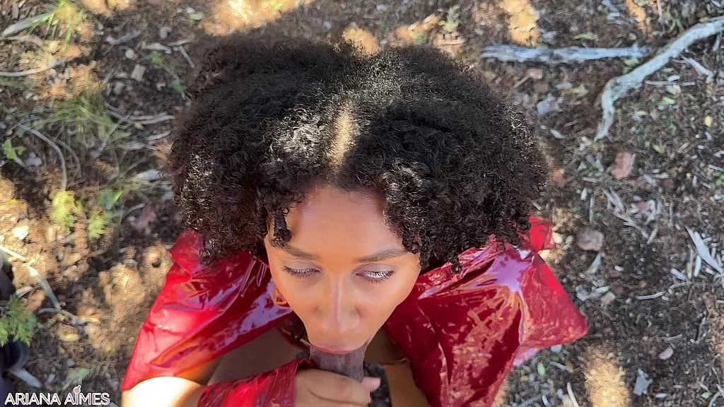 ebony red riding hood takes bbc outdoors