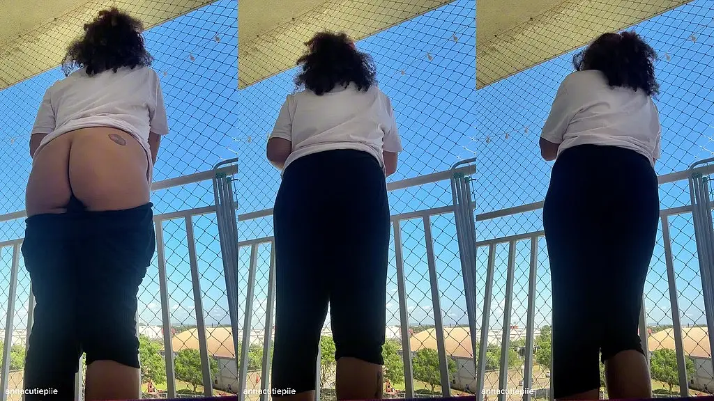 chubby latina balcony fart session thick ass releasing loud stinky farts outdoor