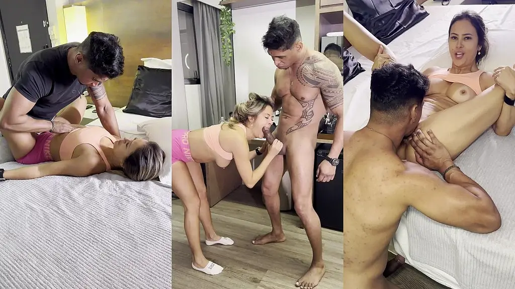 hotwife deliciosa na academia do condominio seduz vizinho pauzudo, fica ensopada e fode gostoso na frente do corno