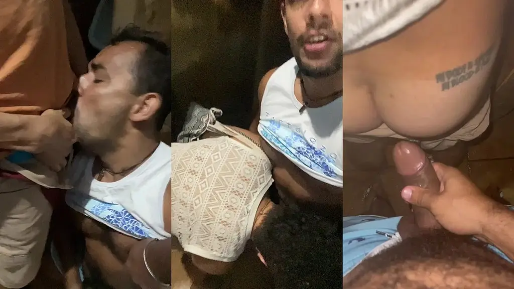 no banheiro da barraca de praia com outros machos - 01