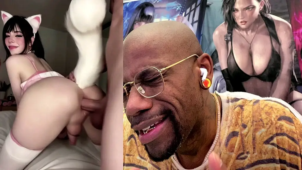 thicc fat ass transgender gamer girl oozing butt juice gets anal fucked from behind, ai generated