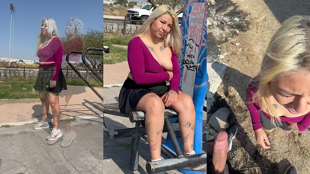 muestra sus tetas en publico y me la chupa al aire libre