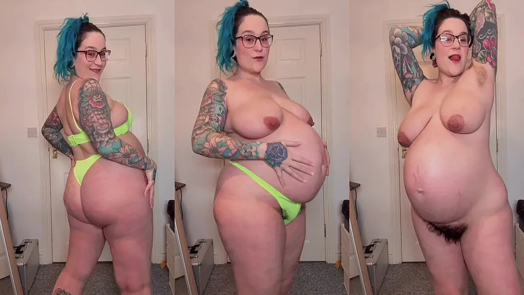 tight yellow lingerie hugs my pregnant tits and belly :p
