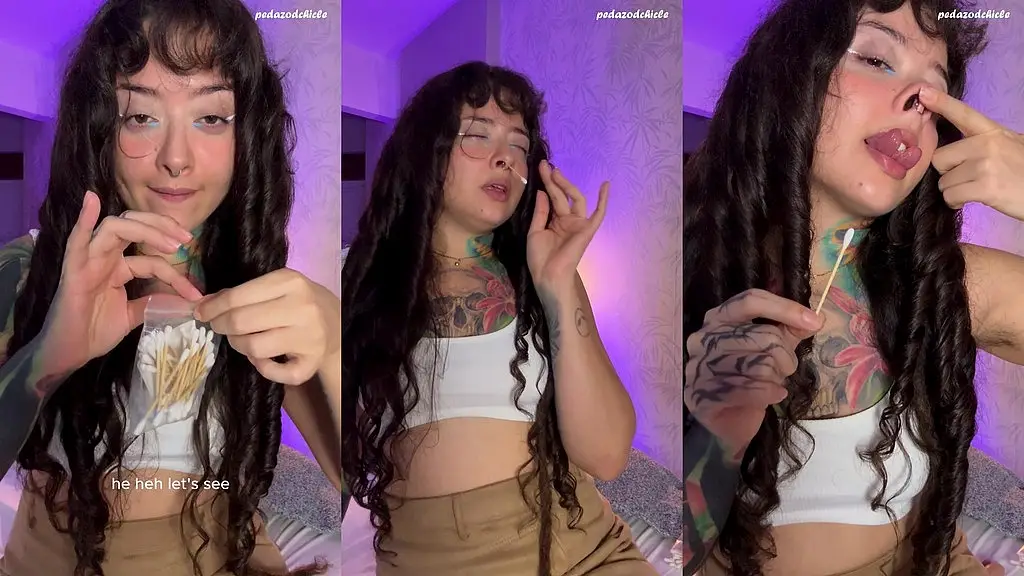 cute girl with a split tongue sneezes for you
