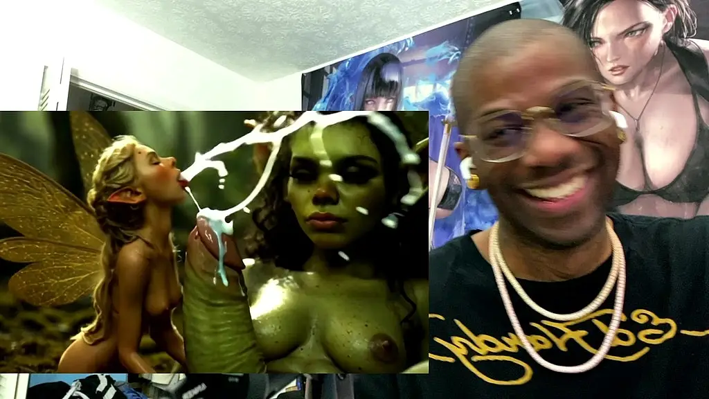 delicious big breast short stack cum shooting goblins getting their wet cocks fucked and deepthroated, ai generated