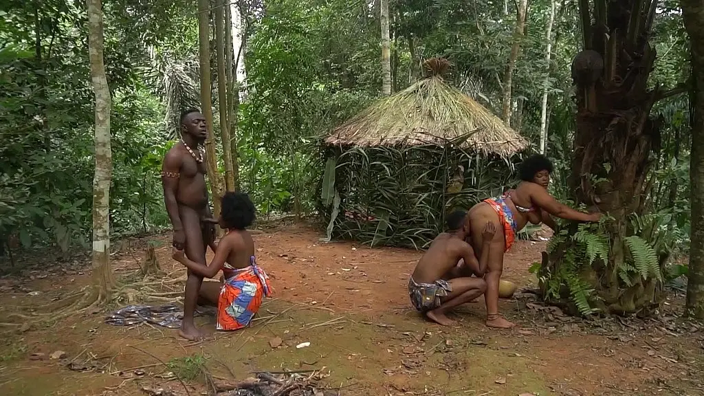 ebony tribal fuck in the forest big ass big dick