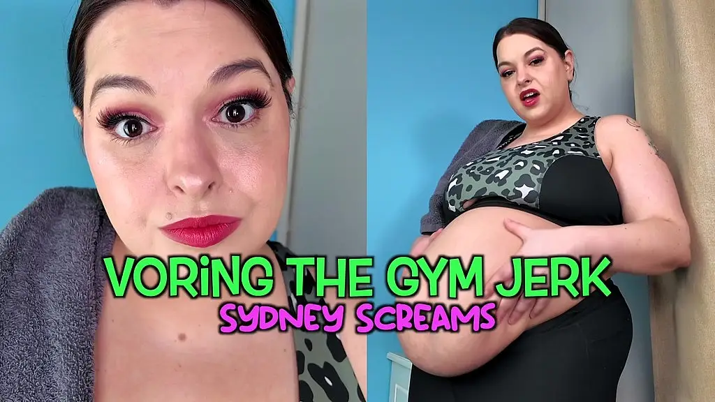 voring the gym jerk - you approach sydney screams at the gym to tell her to cover her fat body only to get eaten and digested - same size vore, big belly, pov, vore pred