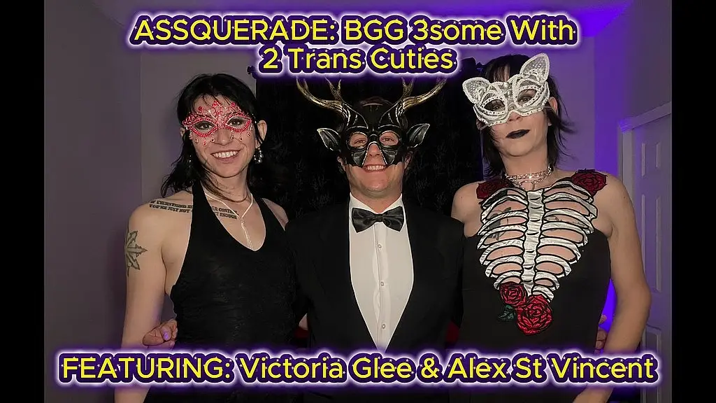 assquerade: bgg 3some with 2 trans cuties