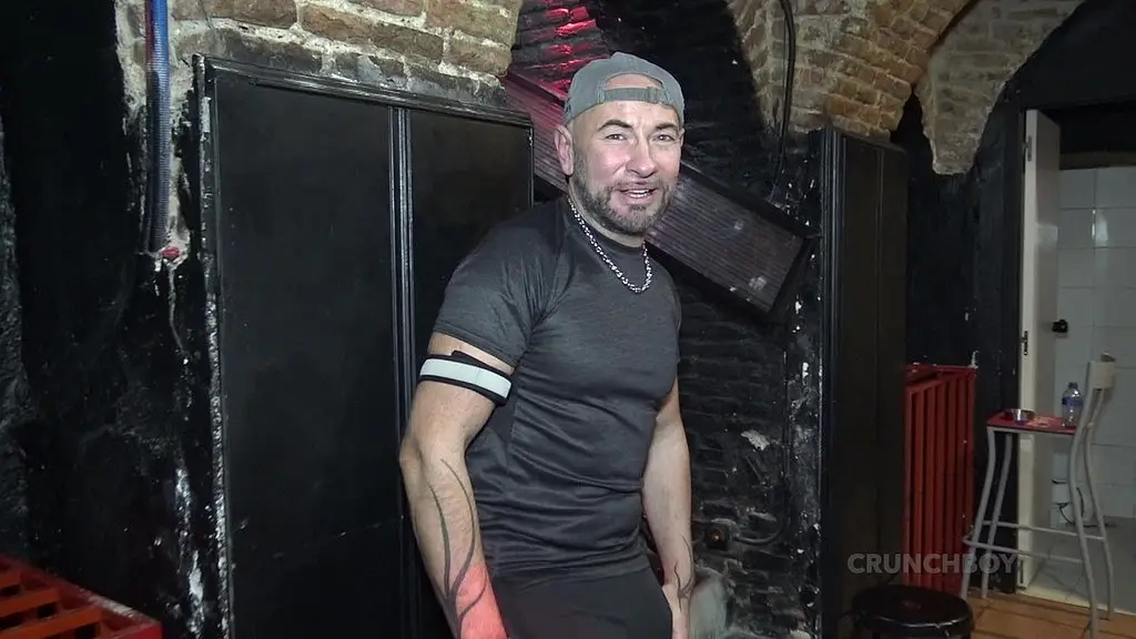 bareback video with spasnih boy in leather outfits in backroom
