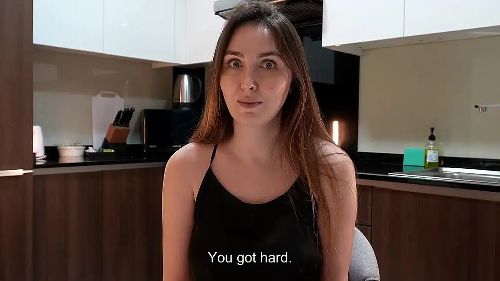 pov: stepmom gives me a secret kitchen blowjob after staring at my cock under the table. full