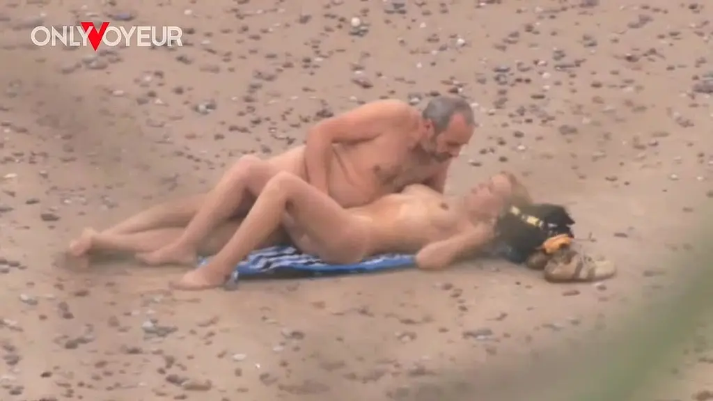 hidden beach voyeur catches older man pounding sexy milf