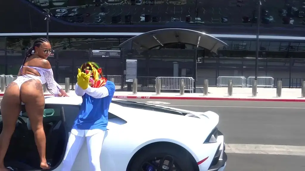 porsha carrera sucks in front of football stadium