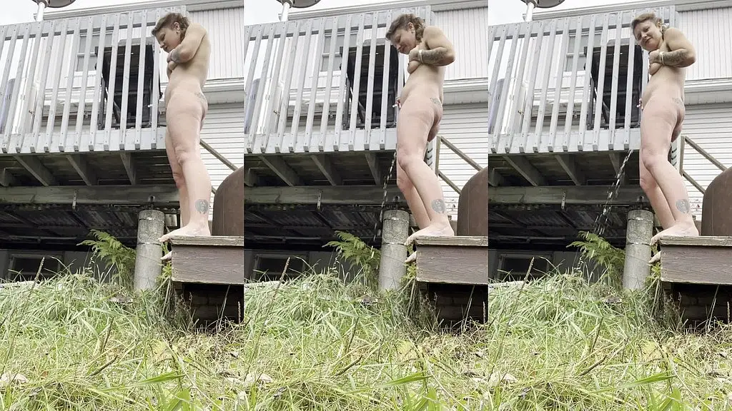 euphemia has fun pissing in the backyard