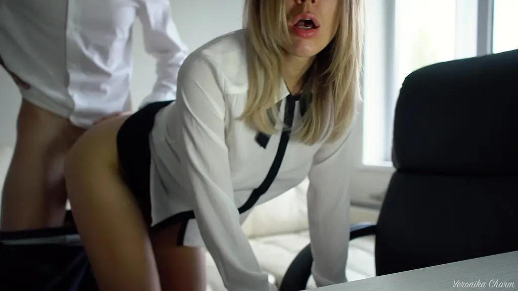 boss fuck secretary hard at office and cum in her sweet mouth, full