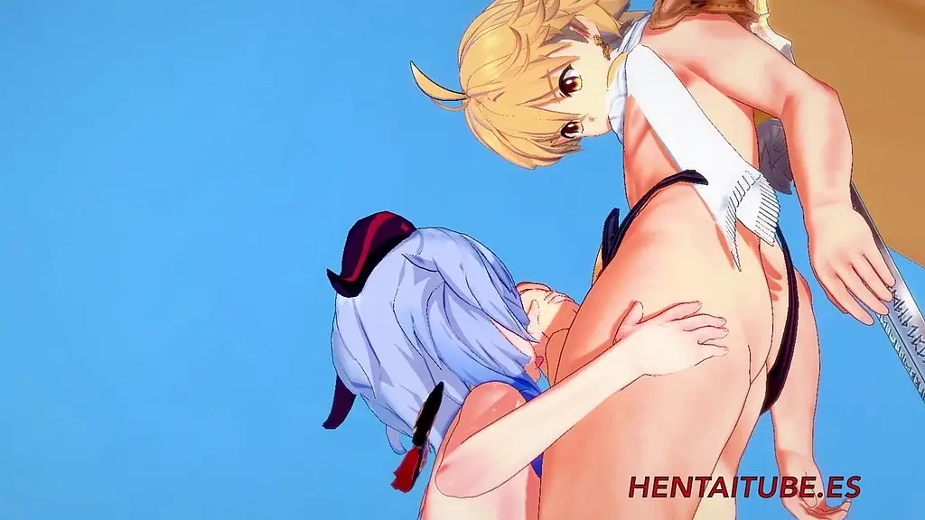 genshin impact aether x ganyu handjob, blowjob, boobjob and fucked with multiple cums (mouth and pussy)