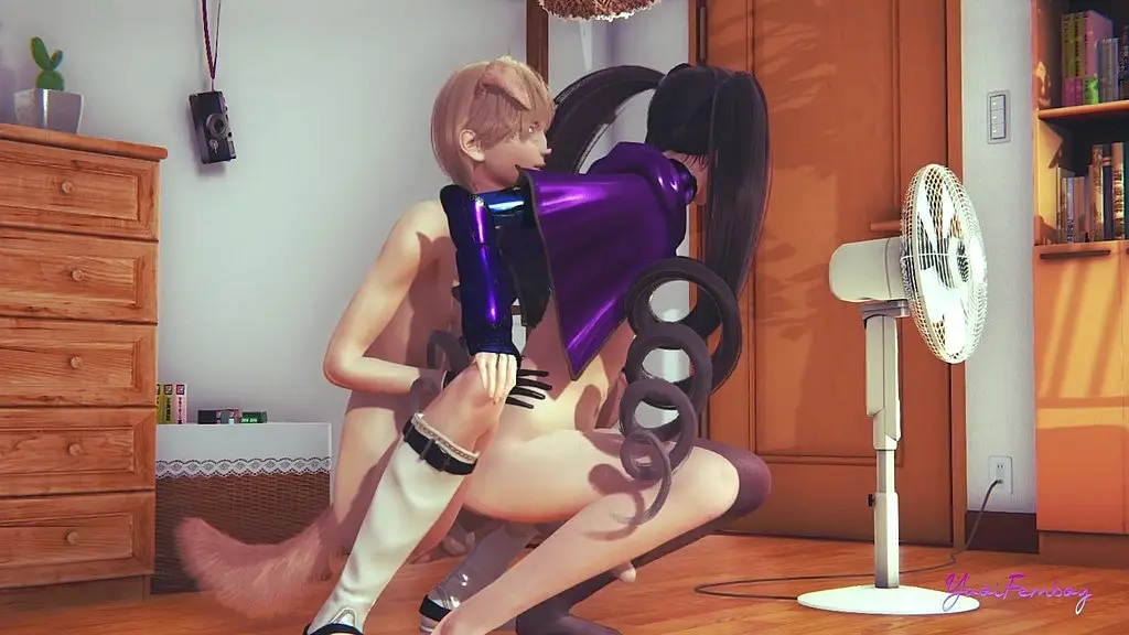 genshin impact yaoi femboy 3d - mona squat fucked