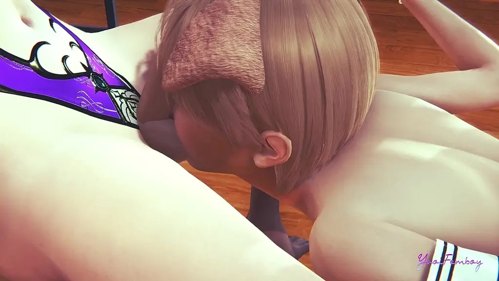 genshin impact yaoi femboy 3d - mona licking balls and handjob