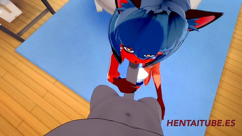 bna furry hentai - michiru sucks a dick and he cum s in here mouth