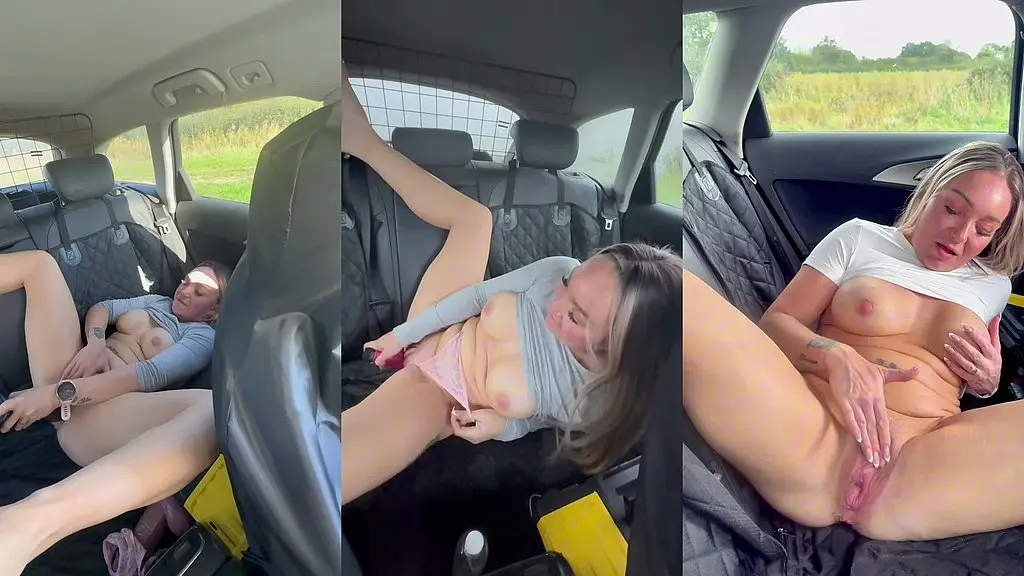 multiple clips of cam girl doing private shows in her car