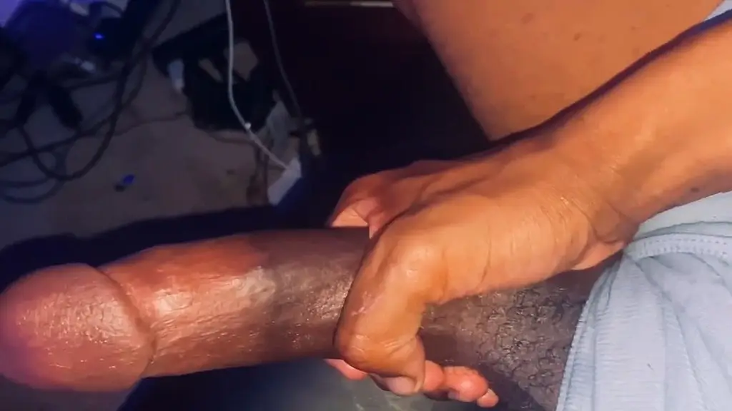 pov: you walk in on me stroking my massive black cock