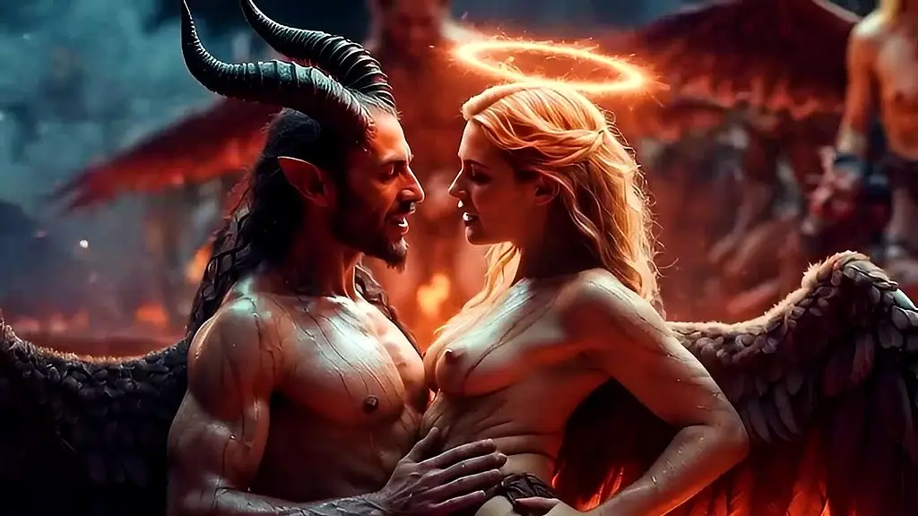 heaven and hell orgy - ai generated fantasy