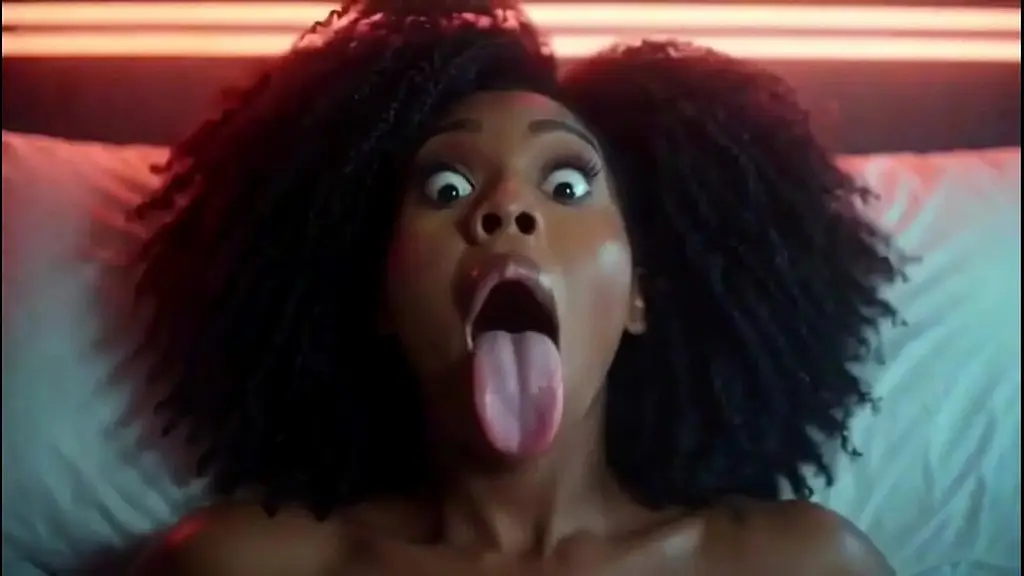 30sec ai animation: funny ebony tongue show
