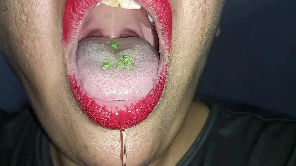 red lips and popping candy – tongue, uvula, and drool