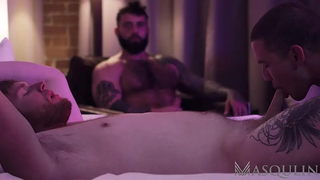 masqulin - straight boxer markus kage takes ryan stone and jay dymel s cocks in his mouth and ass