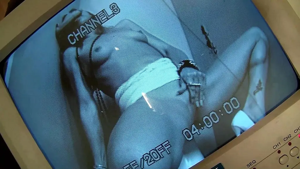 hot blonde, amanda, sucks a cock through a glory hole in a bathroom stall partition, all...