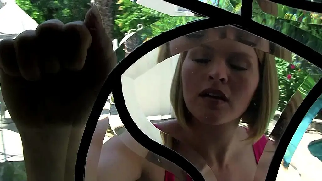hot blonde with big boobs, krissy lynn, gives a blowjob to a big black cock that pops...