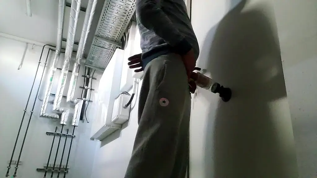 fleshlight quickshot with shower mount on boiler room door gets fucked and filled with cum by m4rkus77