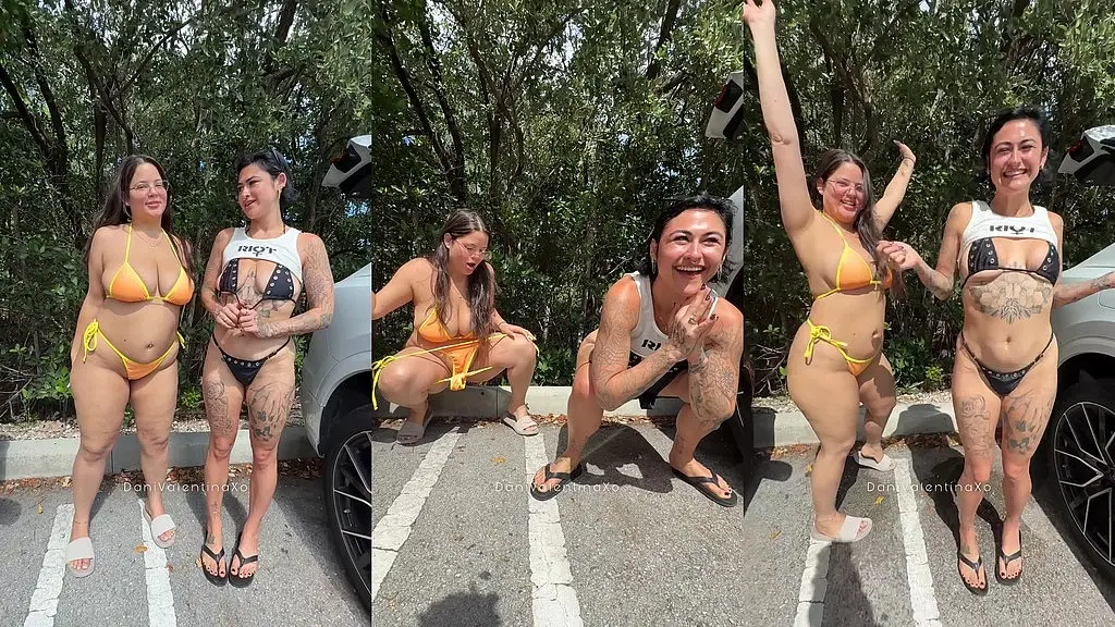 dani valentina + josie jaxxon peeing outside