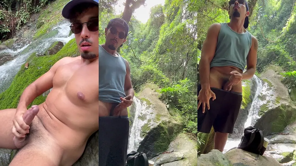 batendo uma na cachoeira