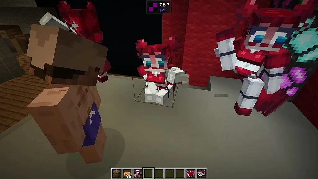 minecraft fnaf decor mod- some real nice poses from an animatronic, a hand job and sex on a bed