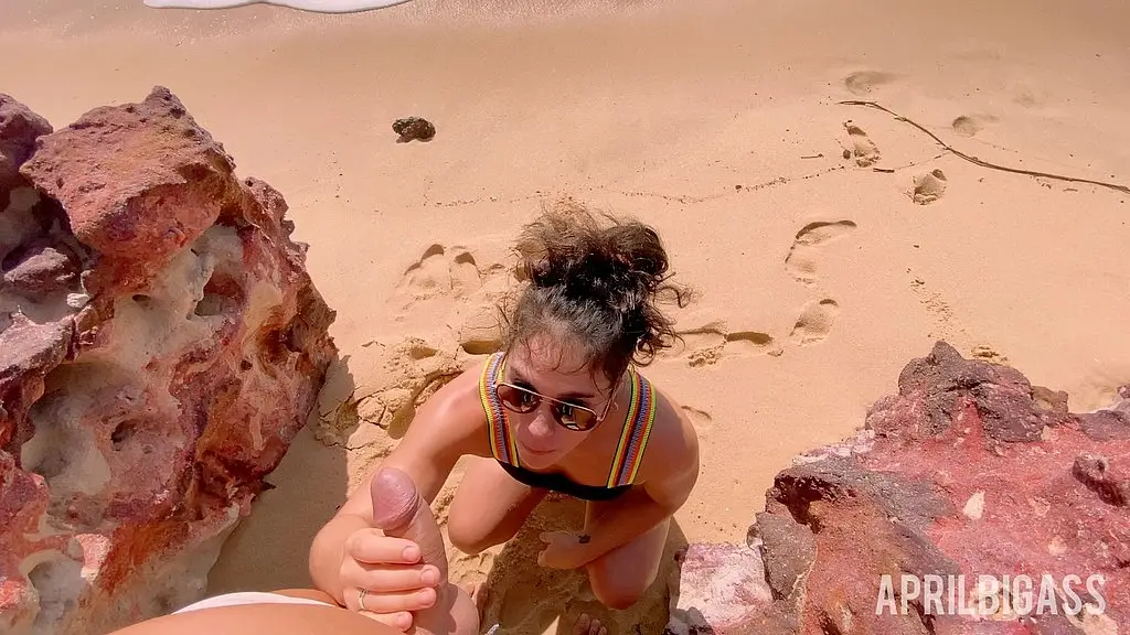 messy watersports submission on a secluded beach