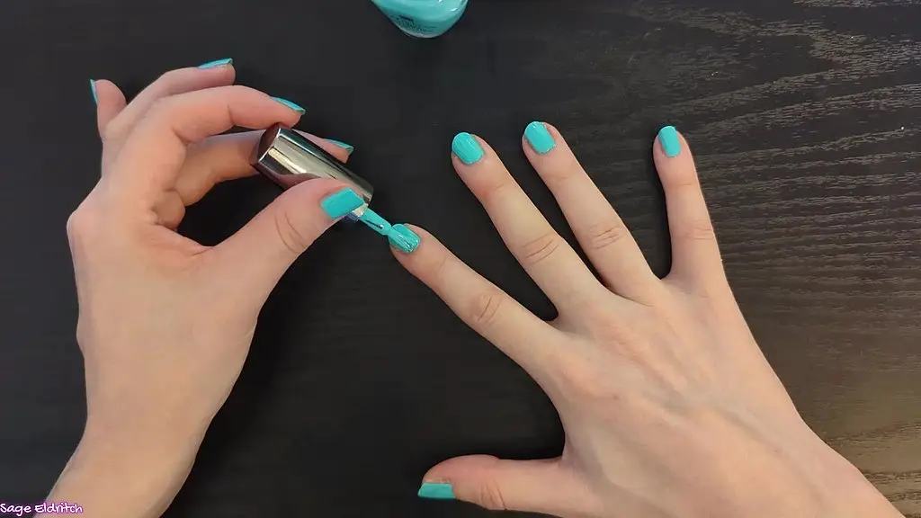 sage eldritch painting her nails robin egg blue [sfw]
