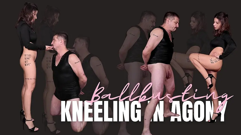 kneeling in agony - ballbusting