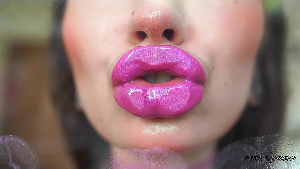 nasty messy purple lipgloss kiss + spit kissing