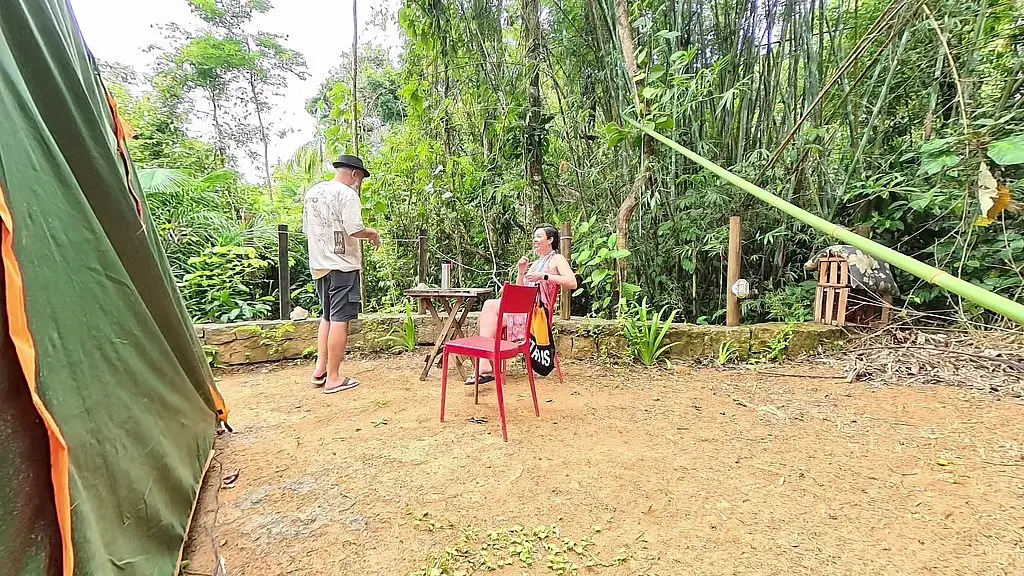 the girl from the campsite was down to give a blowjob and ride it hard.