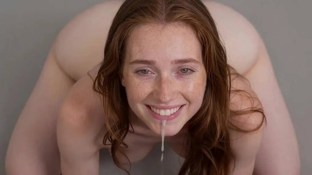 freckled brunette blowjob and cumshot [ai generated]