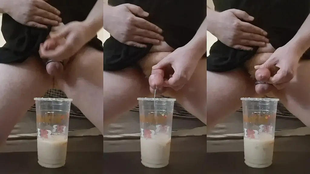 ginger sprays huge cum load in dunkin donuts drink