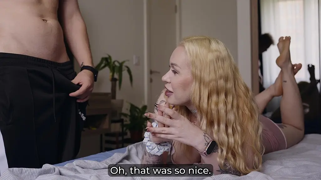 step son drinks the wrong tablets, sees blonde step mom has no panties, and fills her pussy before anyone gets home