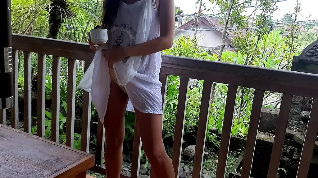 biscuit pussy masturbation at hotel balcony
