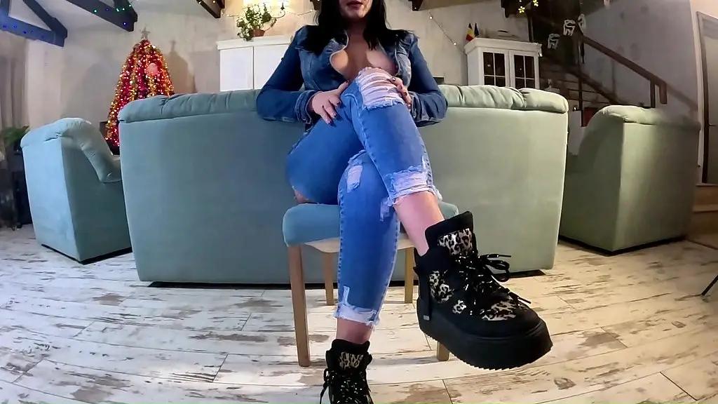 hardcore tease & double cum on my ripped jeans and open denim jacket